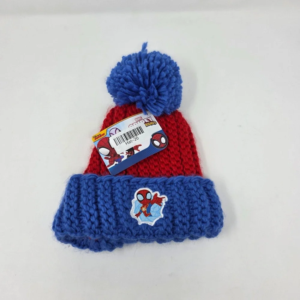 Spidey and His Amazing Friends Spiderman Toddler‎ Beanie Hat Cap Red/Blue Knit